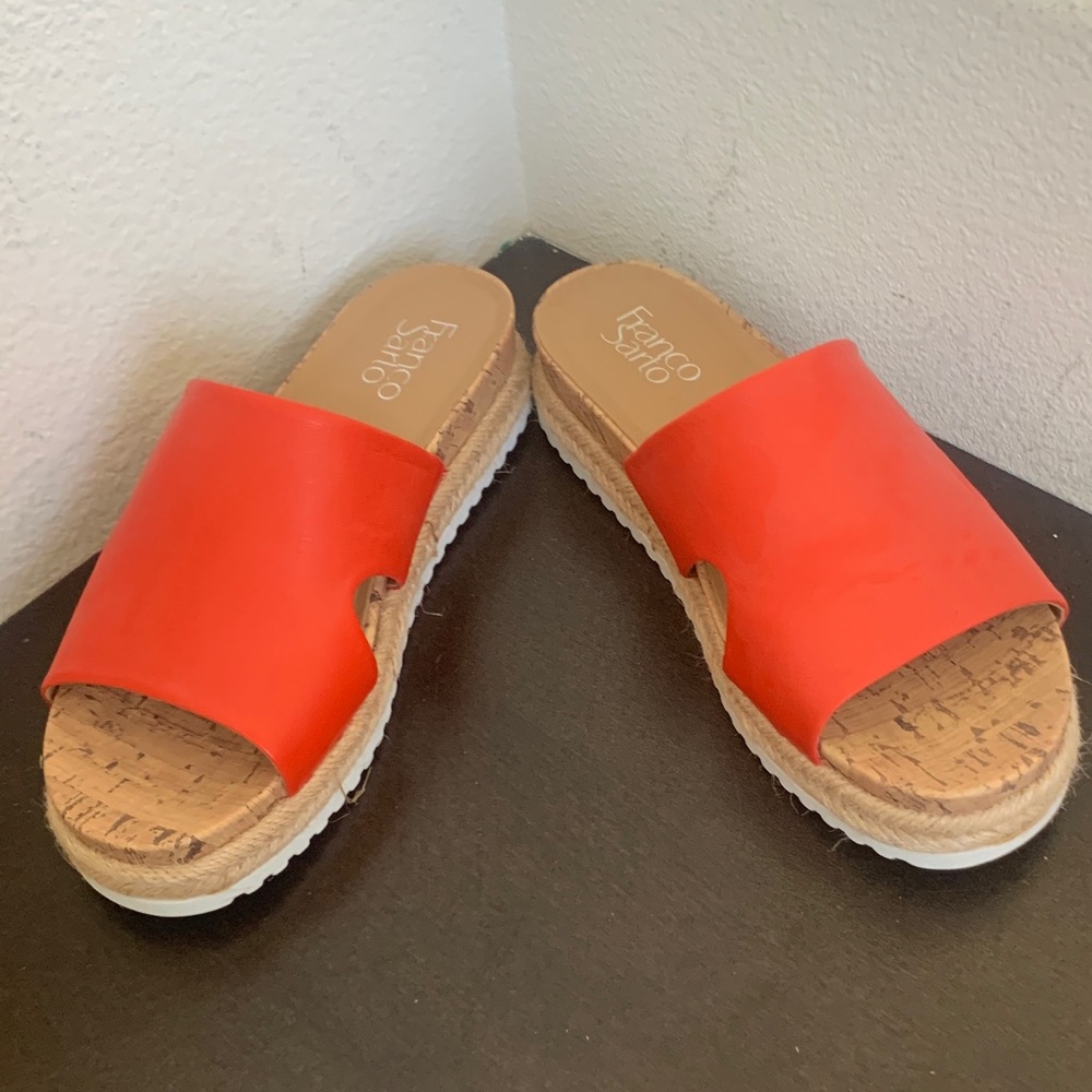 Franco Sarto orange Leather Slide Espadrille Sandals - Picture 2 of 8